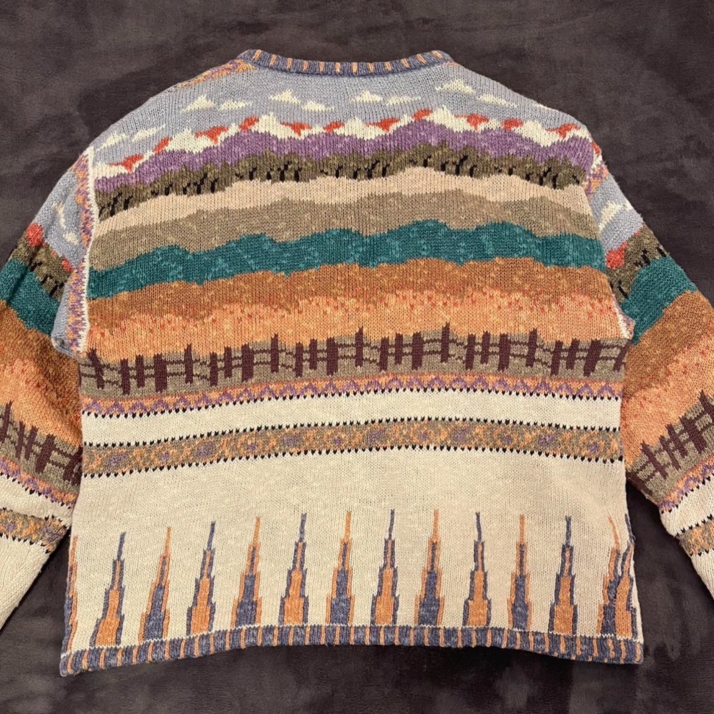 Icelandic Designs Colorful Horse pony western Pattern Cardigan M EUC - Picture 5 of 12